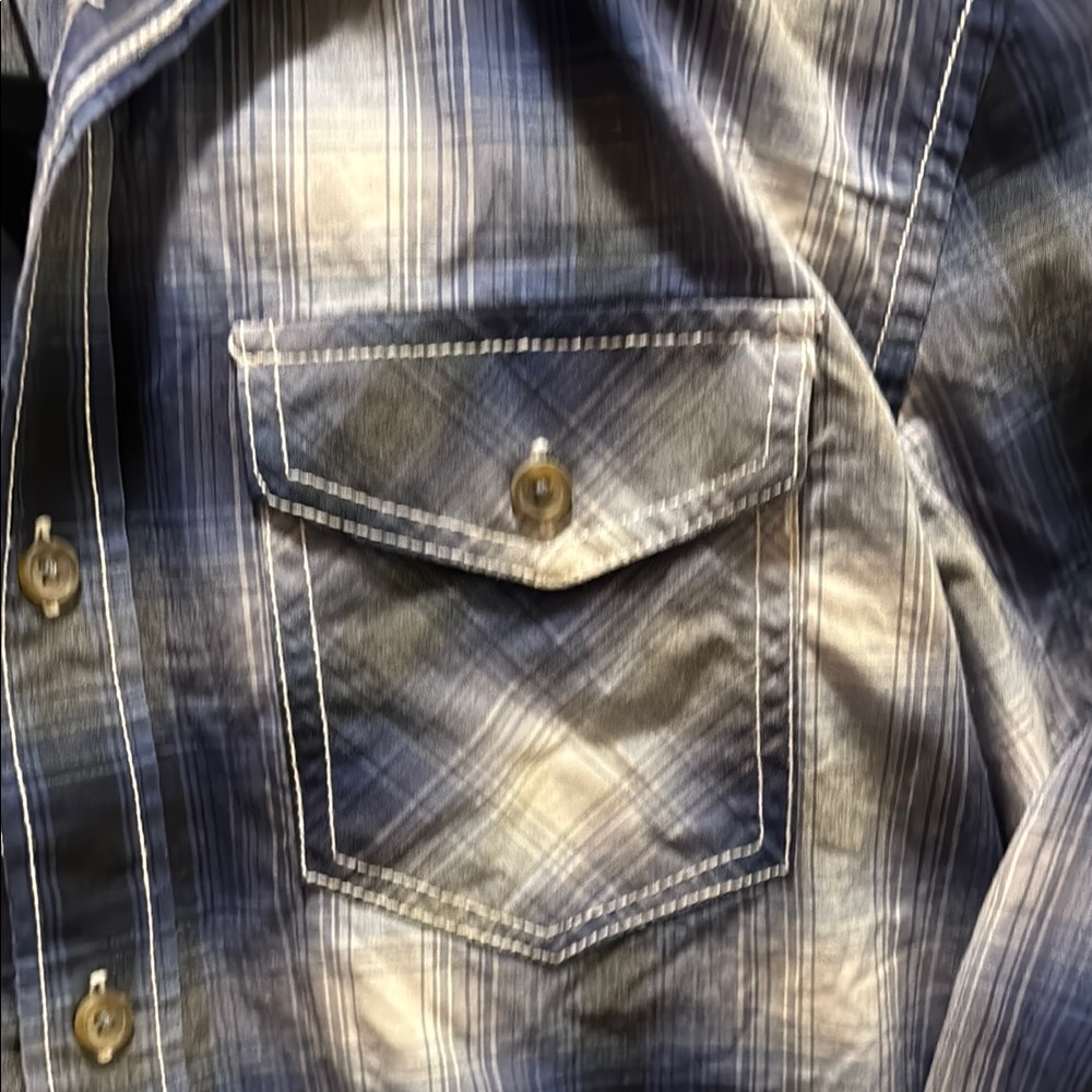 American Rag Blue Plaid Shirt - Picture 5 of 8